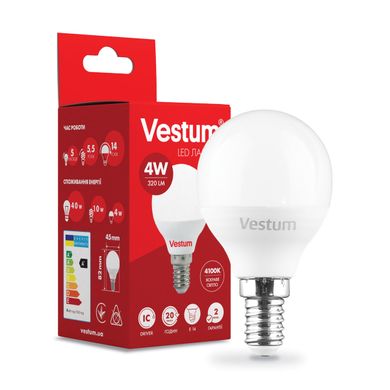 Светодиодная лампа Vestum G45 4W 4100K 220V E14 1-VS-1207