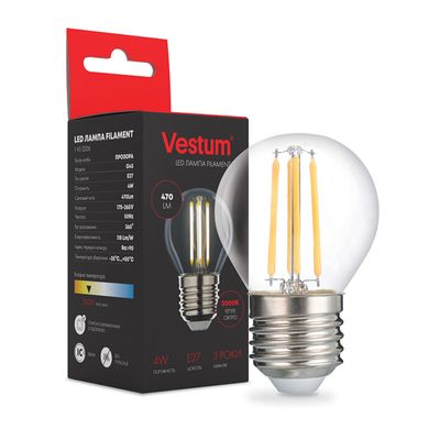 Светодиодная филаментная лампа Vestum G45 Е27 4Вт 220V 3000К 1-VS-2206