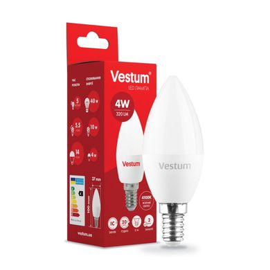 Светодиодная лампа Vestum C37 4W 4100K 220V E14 1-VS-1307