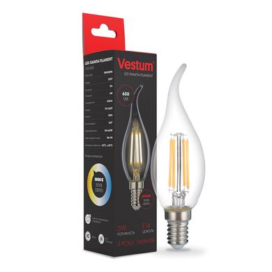 Світлодіодна філаментна лампа Vestum С35Т Е14 5Вт 220V 3000К 1-VS-2410