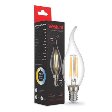 Светодиодная филаментная лампа Vestum С35Т Е14 5Вт 220V 4100К 1-VS-2409