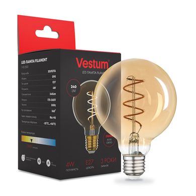 Филаментная лампа Vestum "винтаж" golden twist G95 Е27 4Вт 220V 2500К 1-VS-2503