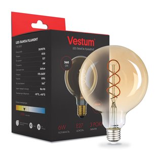 Філаментна лампа Vestum"вінтаж" golden twist G125 Е27 6Вт 220V 2500К 1-VS-2603