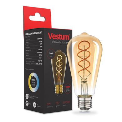 Филаментная лампа Vestum "винтаж" golden twist ST64 Е27 6Вт 220V 2500К 1-VS-2707
