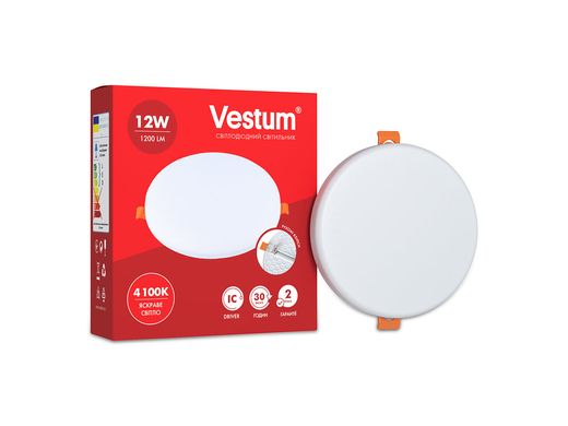 Круглий світлодіодний врізний світильник "без рамки" Vestum 12W 4100K 1-VS-5505