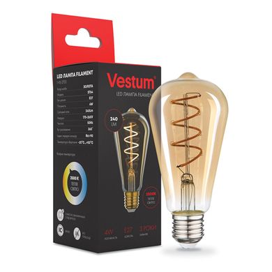 Филаментная лампа Vestum "винтаж" golden twist ST64 Е27 4Вт 220V 2500К 1-VS-2703