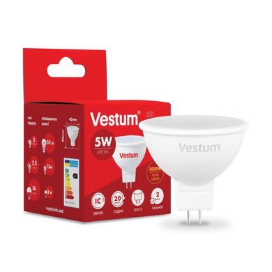 Светодиодная лампа Vestum MR16 5W 3000K 220V GU5.3 1-VS-1504