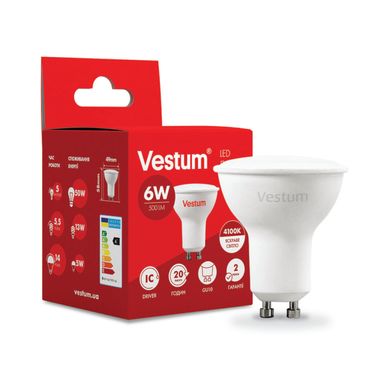 Светодиодная лампа Vestum MR16 6W 4100K 220V GU10 1-VS-1506