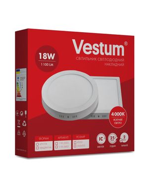 Круглый светодиодный накладной светильник Vestum 18W 4000K 220V 1-VS-5303