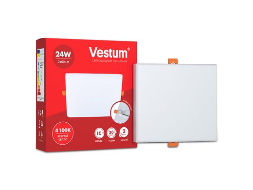 Квадратный светодиодный врезной светильник "без рамки" Vestum 24W 4100K 1-VS-5607
