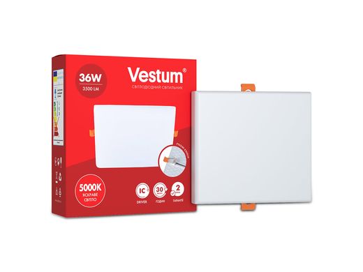 Квадратный светодиодный врезной светильник "без рамки" Vestum 36W 4100K 1-VS-5609