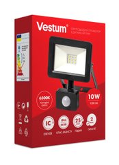 Світлодіодний прожектор с датчиком руху Vestum 10W 1000Лм 6500K 175-250V IP65 1-VS-3009