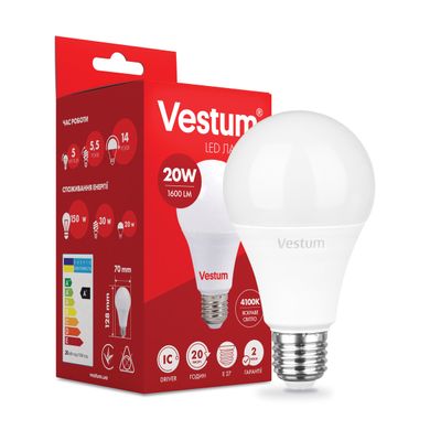 Светодиодная лампа Vestum A70 20W 4100K 220V E27 1-VS-1109