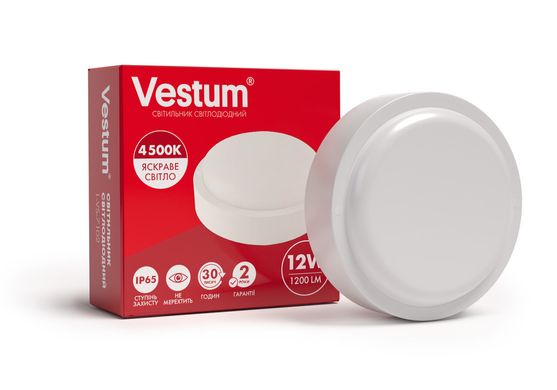 Светодиодный круглый светильник для ЖКХ Vestum 12W 4500K 220V 1-VS-7102