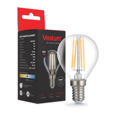 Світлодіодна філаментна лампа Vestum G45 Е14 5Вт 220V 4100К 1-VS-2229